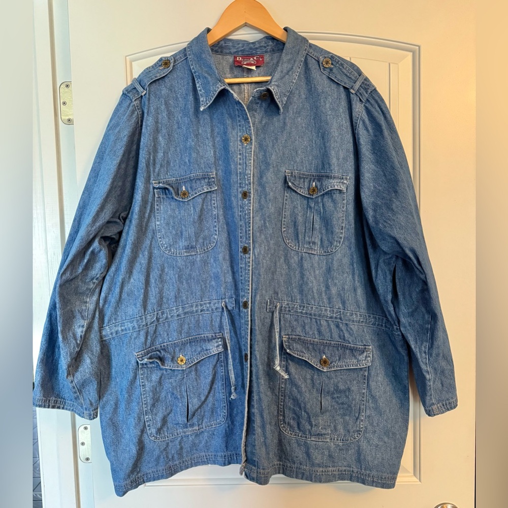 Denim & Co Denim Button and Tie Jacket Coat Women’s 3X Vintage